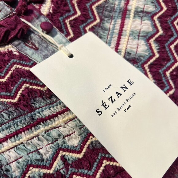 *NWT* Sezane Elena Tie Dye Purple Sleeveless Ruffled Top Shirt size 2 (36) - Picture 5 of 7